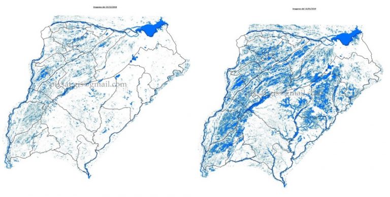 Inundaciones: impactantes imágenes satelitales de zonas afectadas en Corrientes