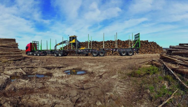 En Uruguay ya opera el camión tritren para el transporte forestal