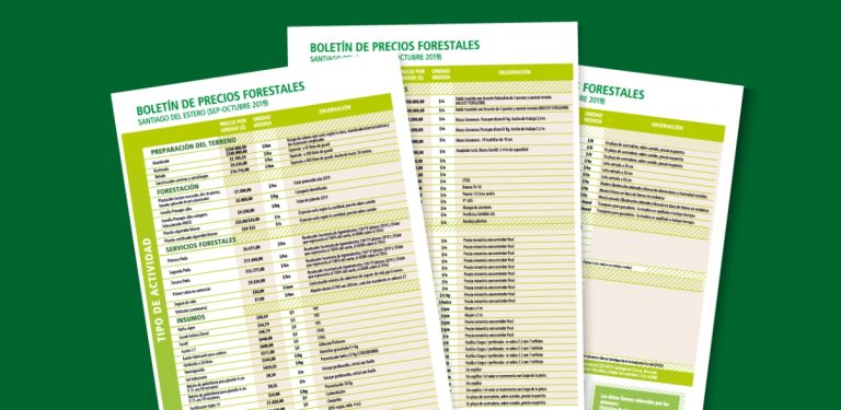 Precios de referencia de madera y servicios forestales de Santiago del Estero correspondiente a Septiembre / Octubre 2019 