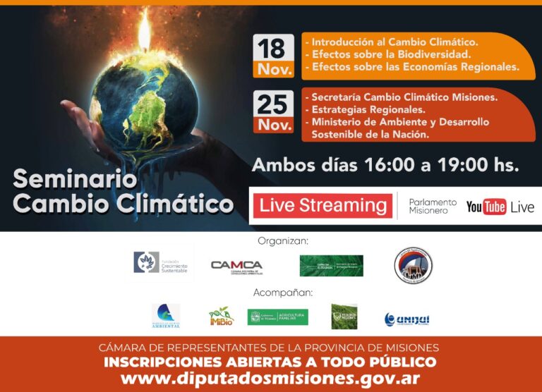 Agenda virtual: se dictará desde Misiones el Primer Seminario Regional de Cambio Climático