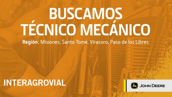 Oportunidad laboral: Interagrovial busca Técnico Mecánico para la región de Misiones y NE de Corrientes