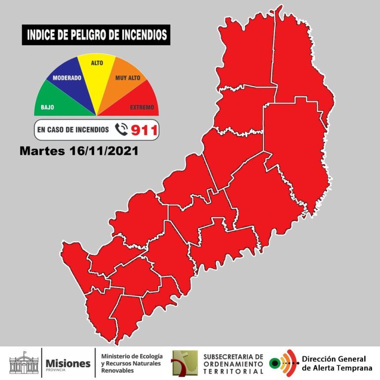 Misiones y Corrientes en alerta extrema por condiciones de riesgos de propagación de incendios rurales y forestales 