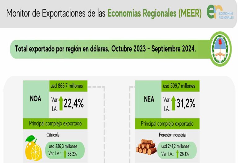 Las exportaciones de economías regionales aumentaron un 30% en dólares, según el monitor de CAME