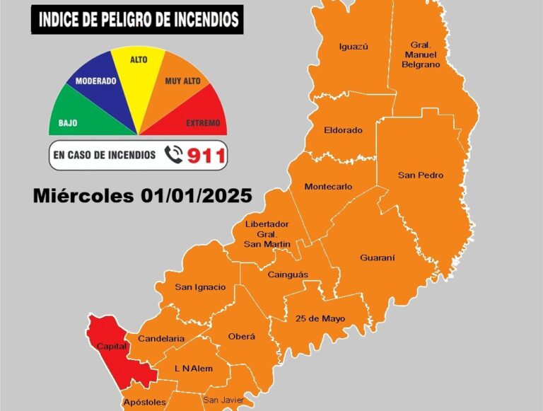 En Misiones inició el año con un índice de alerta extrema por alto riesgo de incendios rurales y forestales