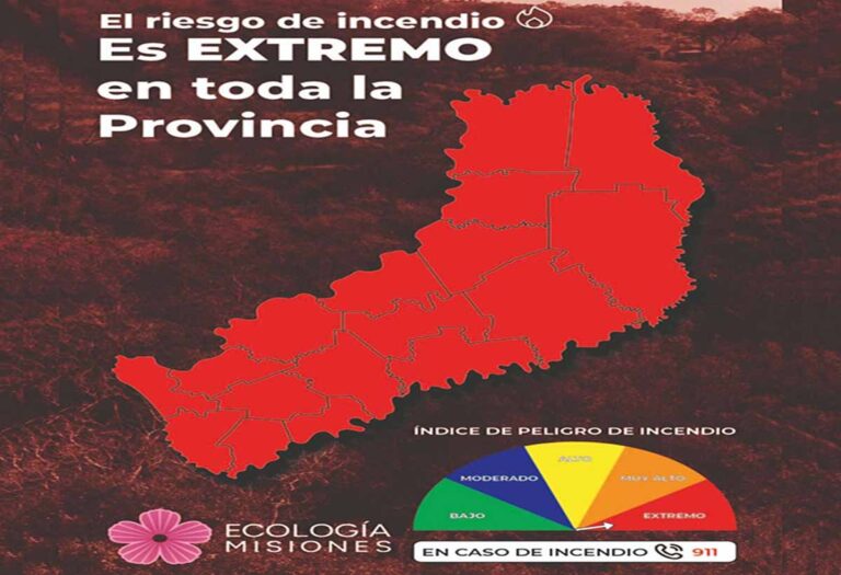 Misiones en alerta extrema ante el índice de peligrosidad de propagación de incendios rurales